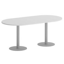 Home Office Стол овальный VR.SP-5-180.1 Белый/Серый металл 1800*900*750 - Фото предпросмотра
