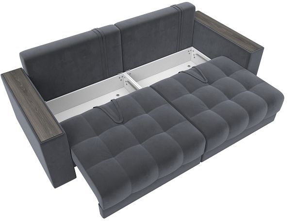 Диван прямой с декором Лига-049 НПБ Велюр серый - Вид 8