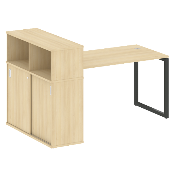 Metal System Quattro Стол письменный с шкафом-купе на О-образном м/к 40БО.РС-СШК-3.3 Т Акация/Антрацит металл 1810*1120*1098 - Вид 1