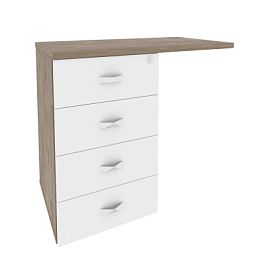 Onix Тумба приставная (универсальная л/пр) O.TPU-4 Тиквуд темный/Белый бриллиант 842*460*750 - Фото предпросмотра