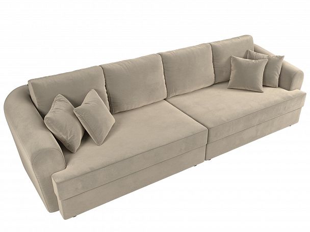 Прямой диван Милтон (полностью микровельвет бежевый) - Вид 5