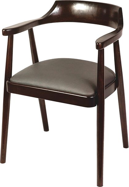 Комплект деревянных стульев с подлокотниками Боэн темный орех/коричневая экокожа, 3 шт. - Вид 1