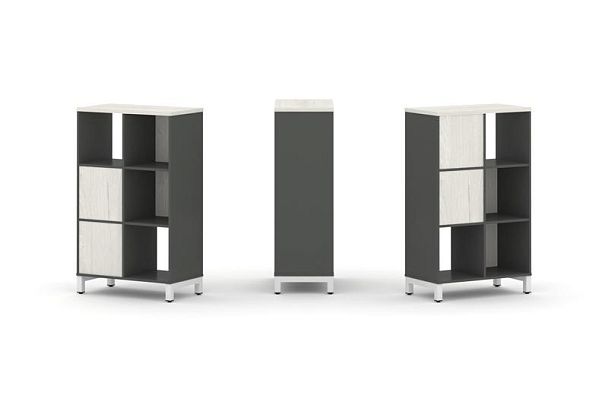 Style Project Набор стеллажа 2-х сторон., 3 яр. SN.NSD-321 Антрацит/Дуб Наварра/Металл Белый 754*400 - Вид 1