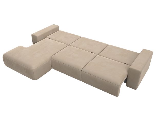Диван угловой Лига-036 Классик Лонг левый угол Велюр бежевый - Вид 10