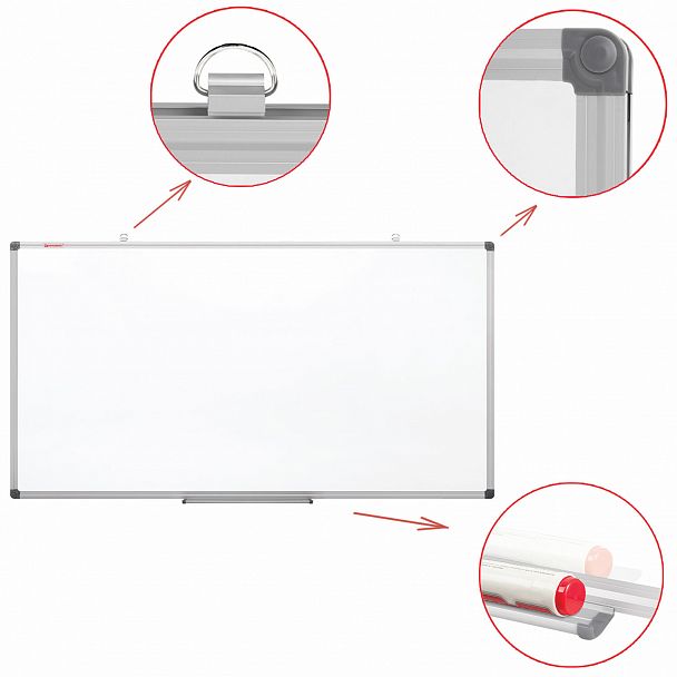 Доска магнитно-маркерная 120х240 см, алюминиевая рамка, BRAUBERG "Extra", 237559 - Вид 5