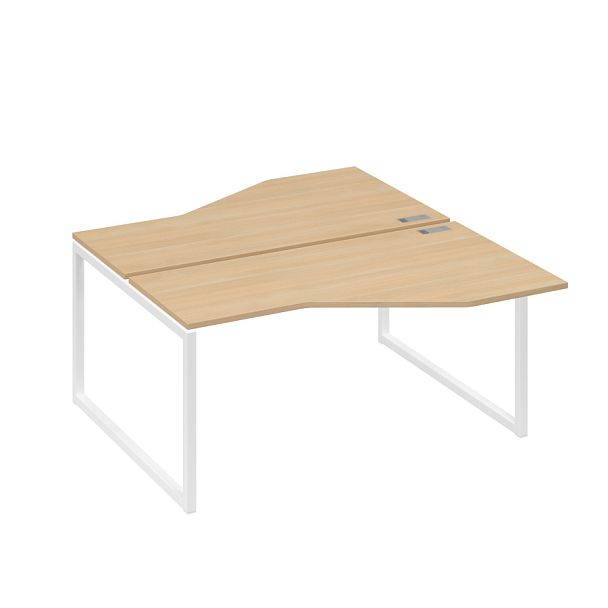 Рабочая станция со столами Техно (2х160) каркас QUATTRO A4 А4 Б4 188 БП натуральный дуб / металлокаркас белый - Вид 1
