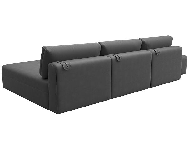 Диван угловой модульный с пуфом Лига-060 НПБ Лонг угол универсальный Искусственная замша серый - Вид 5