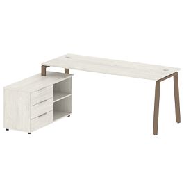 Metal System Р. ст. с тумбой на А-образном м/к БА.РС-СТС-2.5 (L) Дуб наварра/Мокко металл 1900*1520*750 - Фото предпросмотра