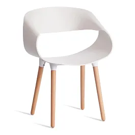 Стул КXX/QXX (мод.C1058-1), пластик/дерево, White (Белый) 70029/ натуральный - Фото предпросмотра