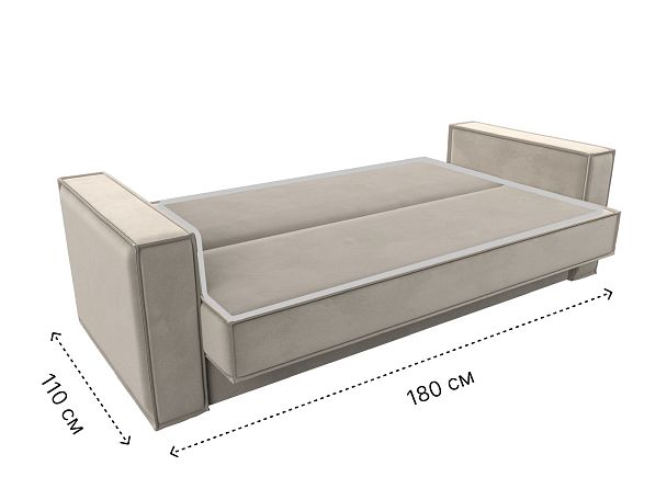 Диван-книжка Куба Микровельвет бежевый - Вид 9