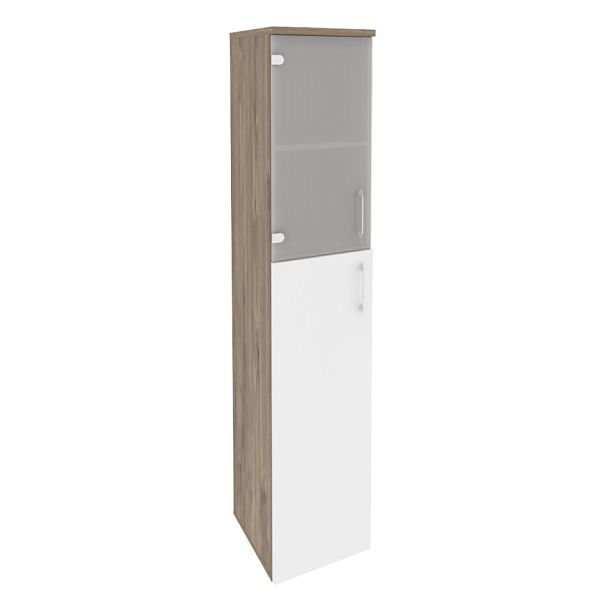 Onix Шкаф высокий узкий левый O.SU-1.7 (L) Тиквуд темный/Белый бриллиант 400*420*1977 - Вид 1