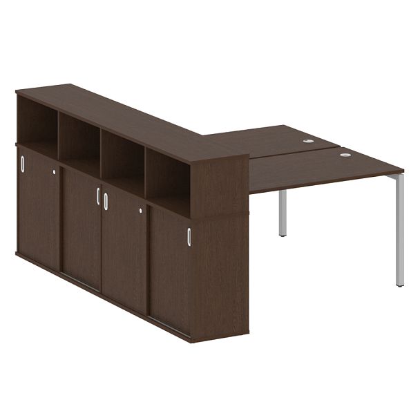 Metal System Quattro Р. ст. с шкафом-купе на П-образном м/к 40БП.РС-СШК-4.3 Т Венге/Серый металл 1810*2332*1098 - Вид 1