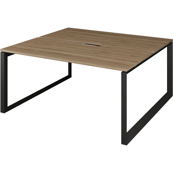 Бенч двойной на 2 рабочих места на металлокаркасе НТМП.О.Б2-140 Дуб сафари/Антрацит 1400x1496x750 Аргентум-МП - Вид 1