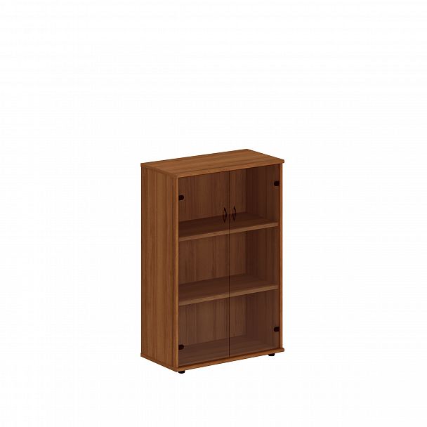 Шкаф со стеклянными дверями средний "Престиж" Исп.15 темный орех - Вид 1