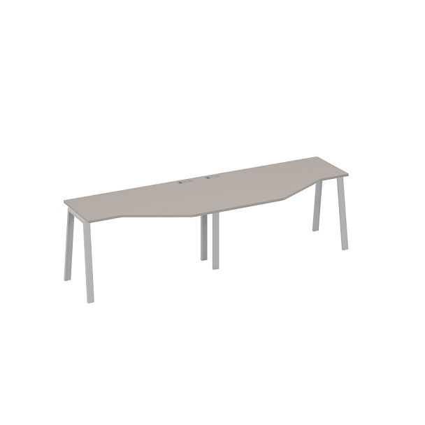 Рабочая станция столы (2х140) эргономичными Техно каркас TRE A4 А4 Б3 053-2 БП мокко премиум / металлокаркас серый - Вид 1