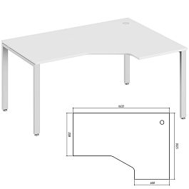 Эргономичный стол правый Trend Metal 160x120x75 белый - Фото предпросмотра
