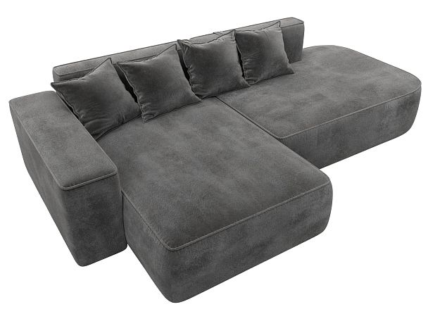 Диван угловой Лига-065 угол левый Велюр серый - Вид 5