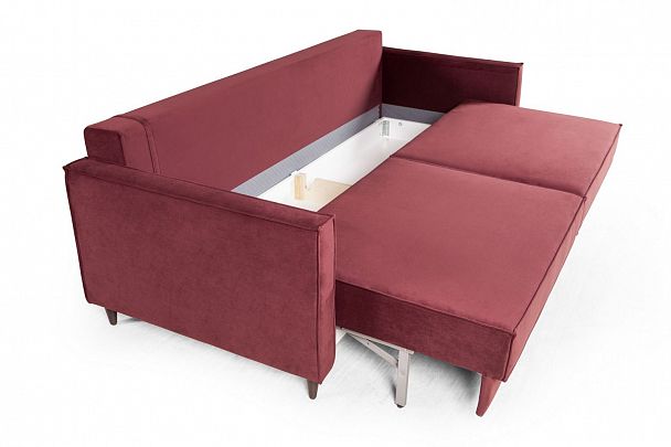 Keln диван-кровать трехместный прямой, велюр красный - Вид 6