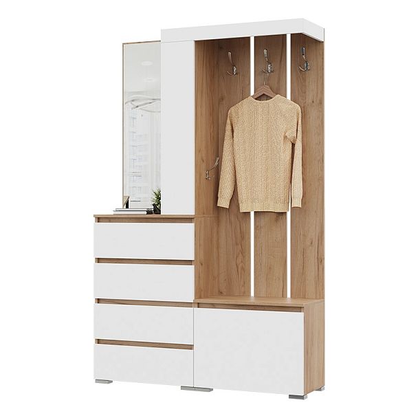 Хелен ПР-01 (Хельга) прихожая дуб крафт золотой/белый - Вид 1