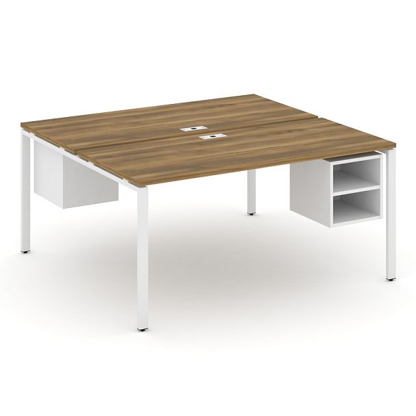 Concept Рабочая станция 2 сторонняя с подвесными тумбами на 2 места CN.DRS-108 Сандал Янтарный/Белый Бриллиант/Металл Белый 1580*1480*750 - Вид 1