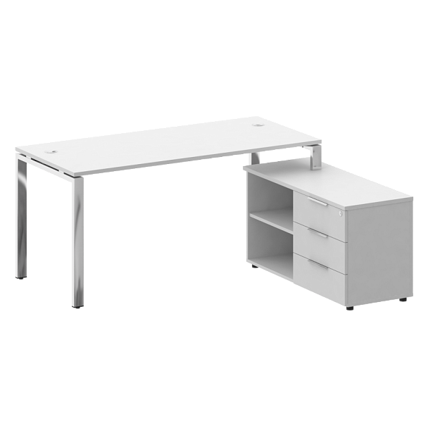 Metal System Direct Стол руковододителя с тумбой правый БГ.СРТ-4.7 (R) Белый/Нерж. сталь 1700*1520*750 - Вид 1