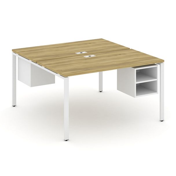 Concept Рабочая станция 2 сторонняя с подвесными тумбами на 2 места CN.DRS-107 Дуб Винченцо/Белый Бриллиант/Металл Белый 1380*1480*750 - Вид 1