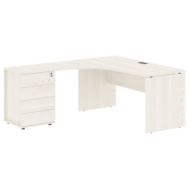 Стол эргономичный с тумбой EDCET 1518(L) Ясень Траун/Мокко 1560х1880х750 EDIS - Вид 1