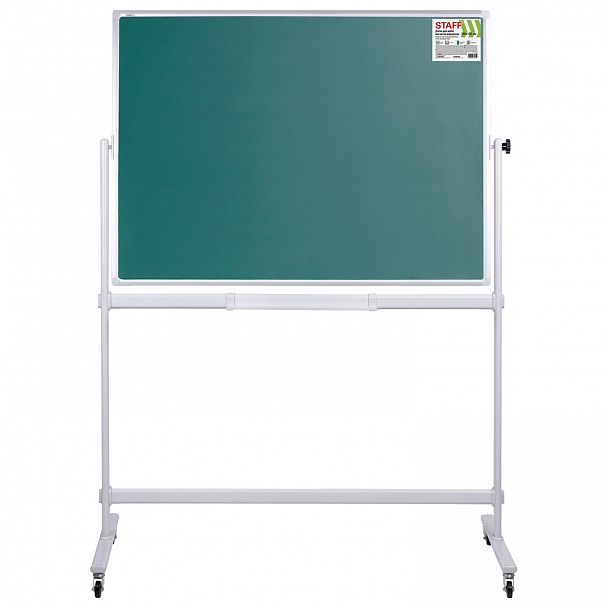 Доска для мела/магнитно-маркерная НА СТЕНДЕ 100х150 см, 2-сторонняя, зеленая/белая, STAFF, 238006 - Вид 3