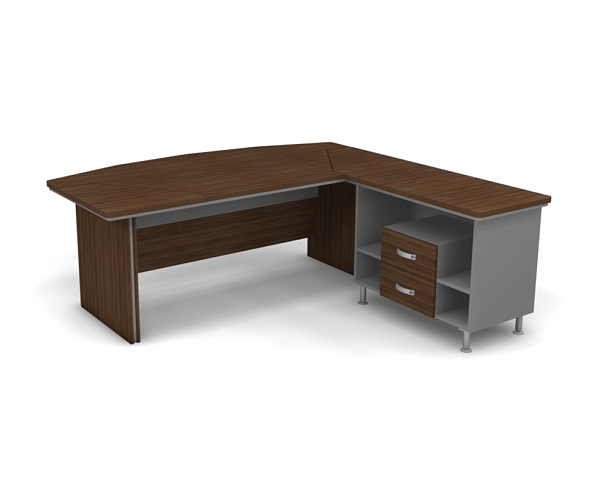 Стол руководителя угловой с вставкой L,R 2000 Берлин Орех Вармия СРУ.В 20-200 - Вид 2