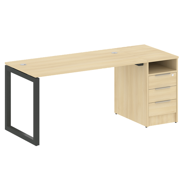 Metal System Quattro Р. ст. с тумбой на О-образном м/к 50БО.РС-СТП-1.3 Акация/Антрацит металл 1812*720*750 - Вид 1