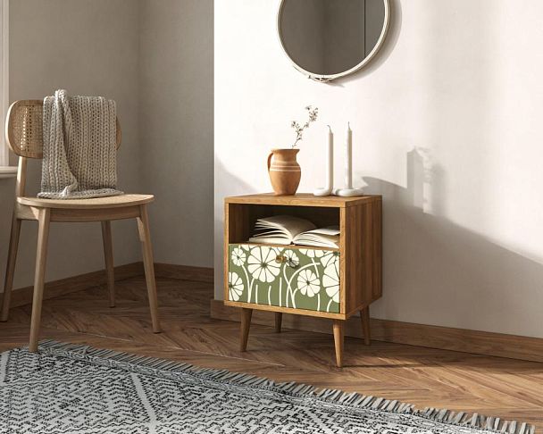 Тумбочка Berber с одним ящиком 53 принт арт BB06/Print_53, разноцветная - Вид 3