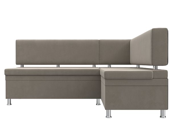 Кухонный уголок Стайл правый (полностью микровельвет бежевый) - Вид 2