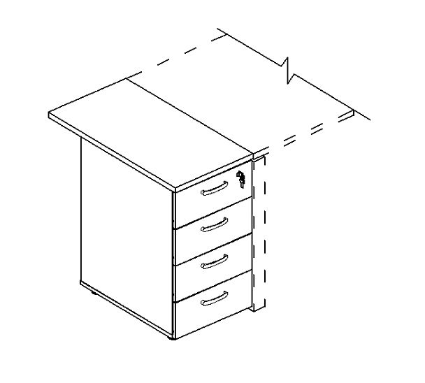 Тумба приставная 4-х ящичная с замком А4 9222 БП белый премиум - Вид 2