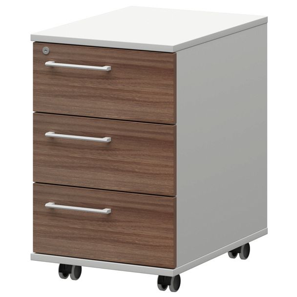 Тумба мобильная/подвесная правая KZT-61R Темный шимо/Белый 416x568x648 Кортез - Вид 1