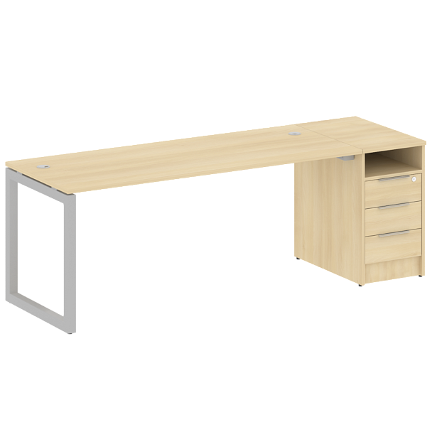 Metal System Quattro Р. ст. с тумбой на О-образном м/к 50БО.РС-СТП-1.5 Акация/Серый металл 2212*720*750 - Вид 1