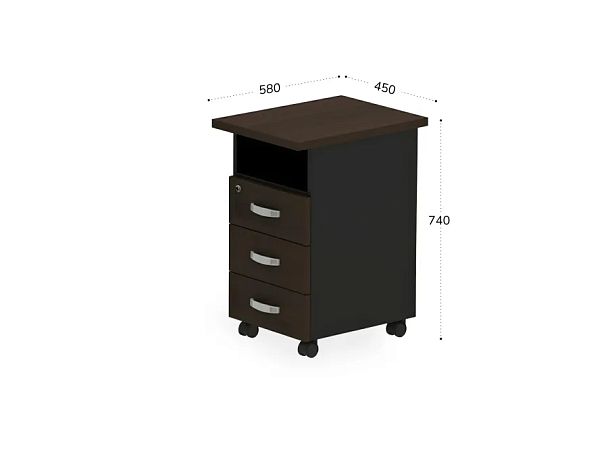 БЕРЛИН / BERLIN Тумба приставная правая 450х580х740 Венге/Черный - Вид 2