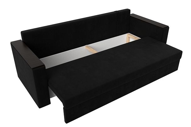 Диван прямой Атланта Лайт без стола (полностью микровельвет черный) - Вид 7