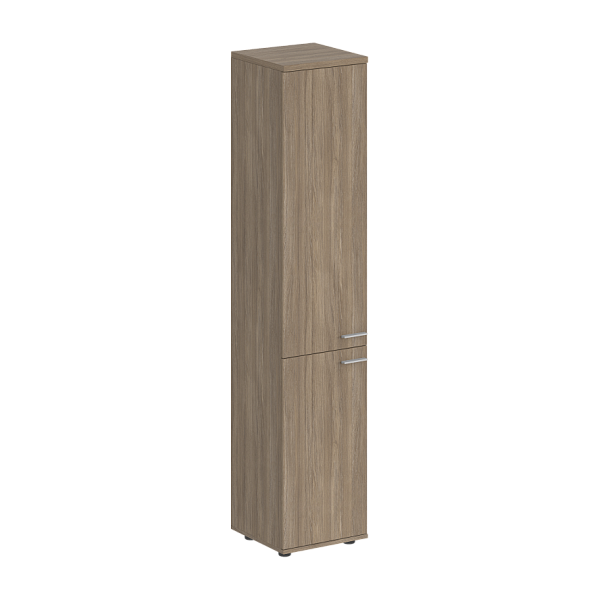 Шкаф высокий Sigma 400х400х1955, з.ст ЛДСП, левый / корпус: дуб темный;  фасады: дуб темный - Вид 1
