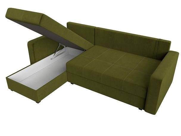 Диван угловой Ливерпуль Лайт левый угол Микровельвет зеленый - Вид 9