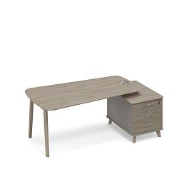 Стол руководителя на опорной тумбе малой (тип 3) WOOD Time wood ТМ В2 119 ВЛ ВЛ ВЛ мокко премиум (корпус) / вяз либерти (столешница, топ, фасад) - Фото предпросмотра