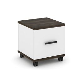 Concept Тумба мобильная 1 распаш. фасад CN.TUM-007 B Дуб Мали/Белый Бриллиант/Металл Черный 420*420*448 - Фото предпросмотра