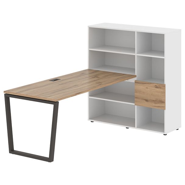 Стол-стеллаж EVRST 1217 Дуб Денвер светлый/Мокко/Белый 2190х1250х1355 EDIS - Вид 1