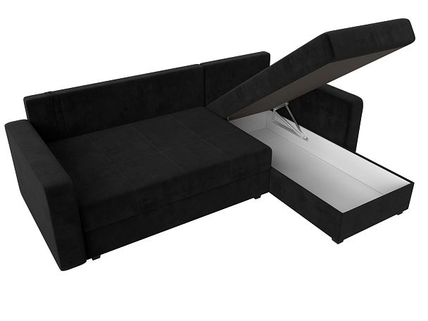 Диван угловой Ливерпуль Лайт правый угол Велюр черный - Вид 9