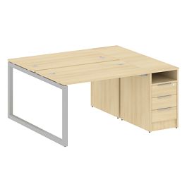 Metal System Quattro Р. ст. с тумбой на О-образном м/к 50БО.РС-СТП-2.2 Акация/Серый металл 1612*1475*750 - Фото предпросмотра