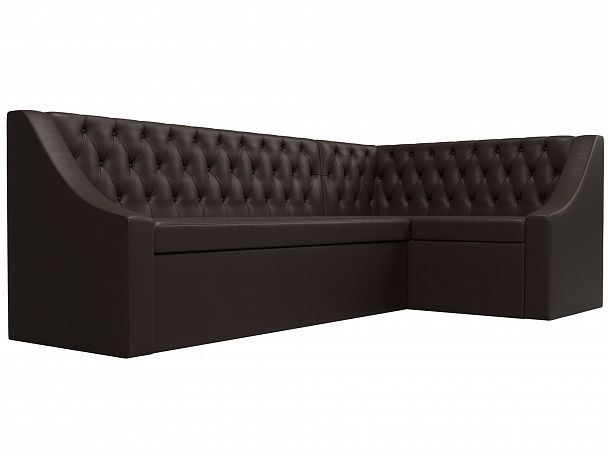 Кухонный угловой диван Мерлин правый (полностью экокожа коричневая) - Вид 3