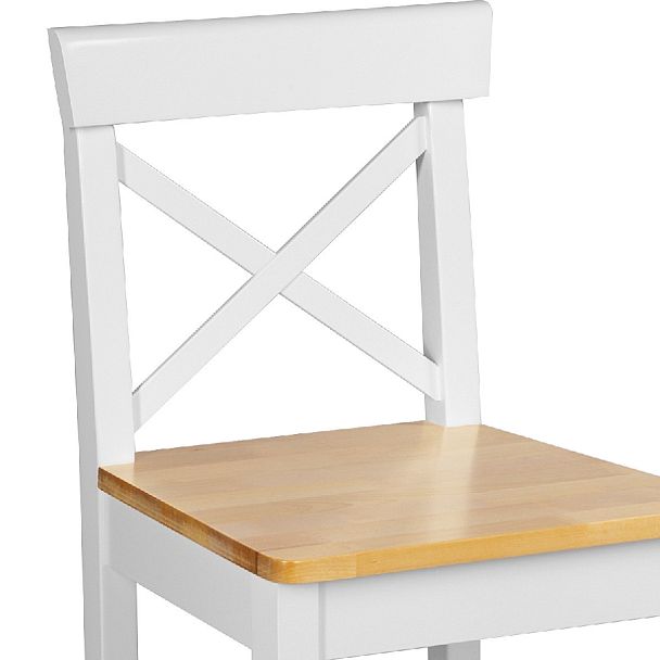 Комплект деревянных полубарных стульев с жестким сиденьем Бергольф Белый/Натуральный, 4 шт. - Вид 7