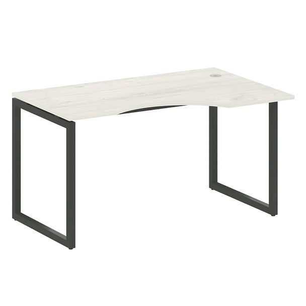 Metal System Quattro Стол криволинейный правый на О-образном м/к 40БО.СА-2 (R) Дуб наварра/Антрацит металл 1400*900*750 - Вид 1