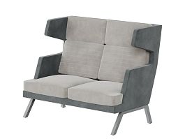 Aldo Диван двухместный высокий ALD-02 Storm 022/Storm 017/Металл Серый 1430*960*1180 - Фото предпросмотра