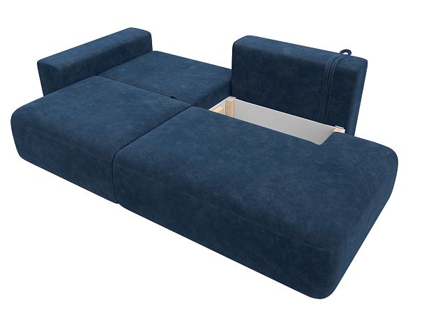 Диван прямой Лига-036 НПБ Модерн подлокотник слева Велюр синий - Вид 8