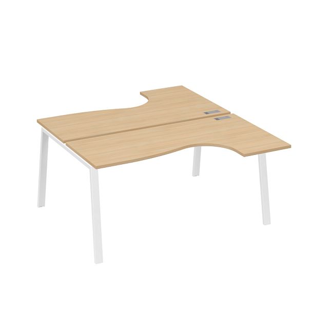 Рабочая станция на опорах TRE (2х160) столы Классика A4 А4 Б3 182  БП натуральный дуб / металлокаркас белый - Вид 1